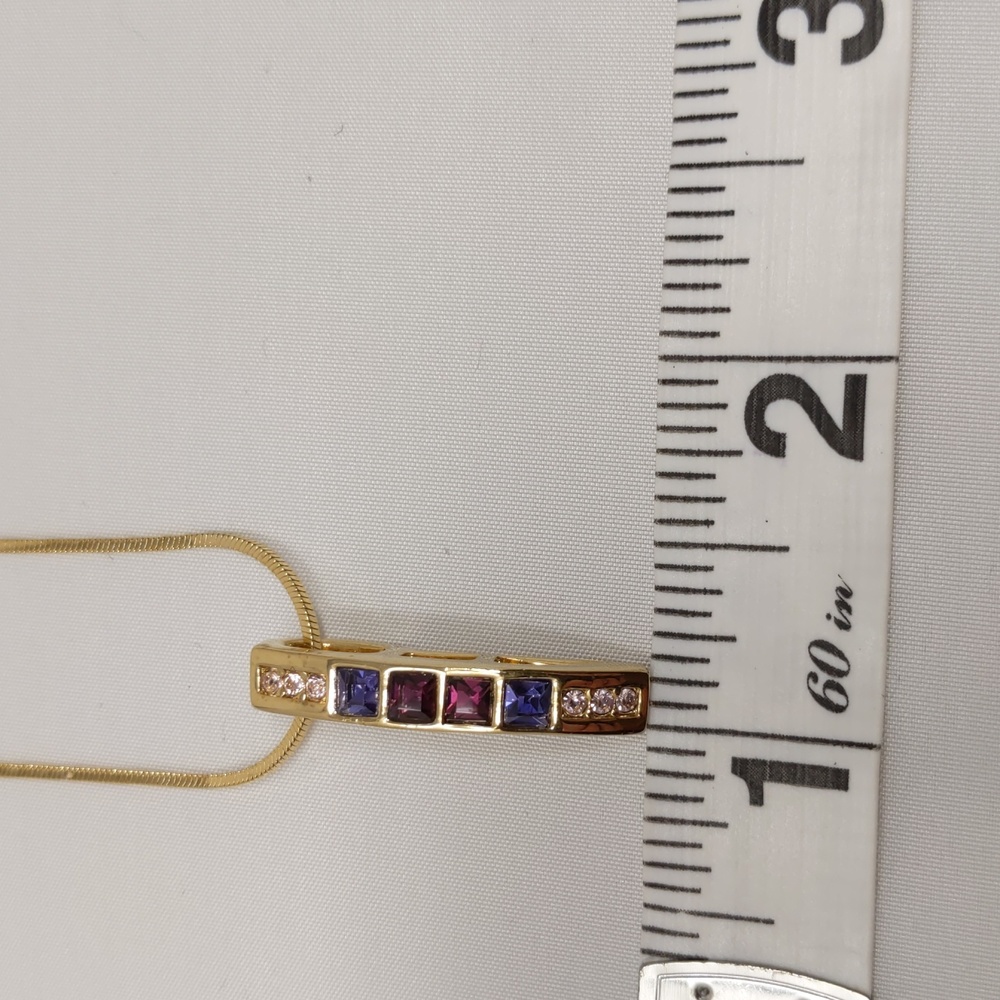 Lia Sophia Ultraviolet Rhinestone Pendant Necklace Gold Tone Chain NWT - Picture 7 of 11